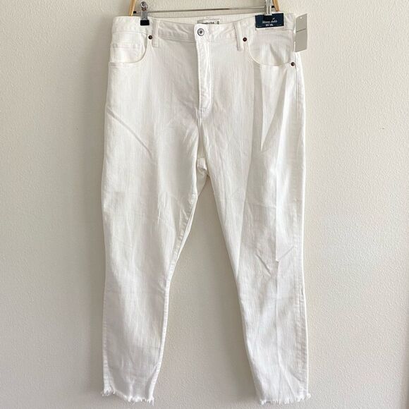 NWT A&F High Rise Super Skinny Ankle Jean Curve Love White With Raw Hem 16 Long - Picture 4 of 13
